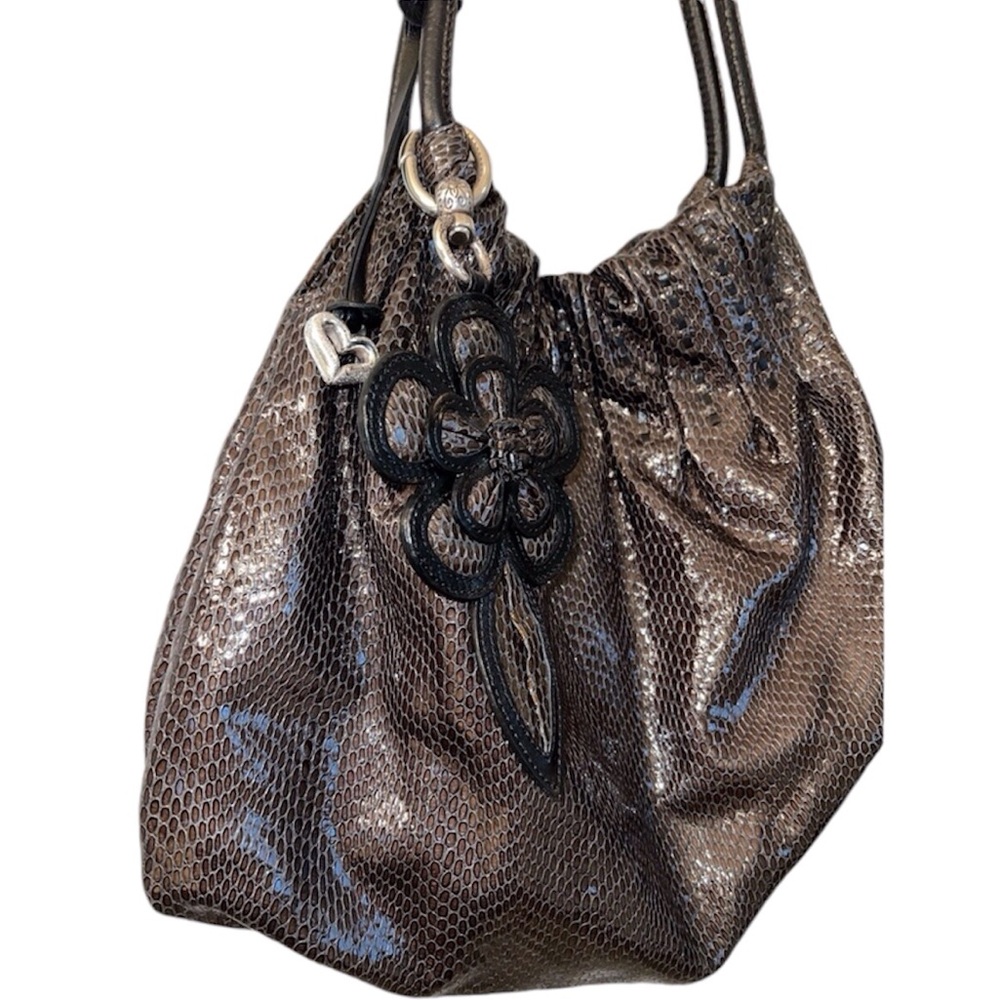 Brighton Breelan Python Snake Embossed Leather Hobo Bag - Picture 3 of 16